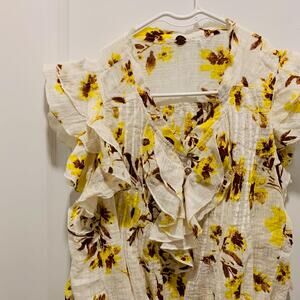 NWT Free People Naya gauze cotton hand printed top size S